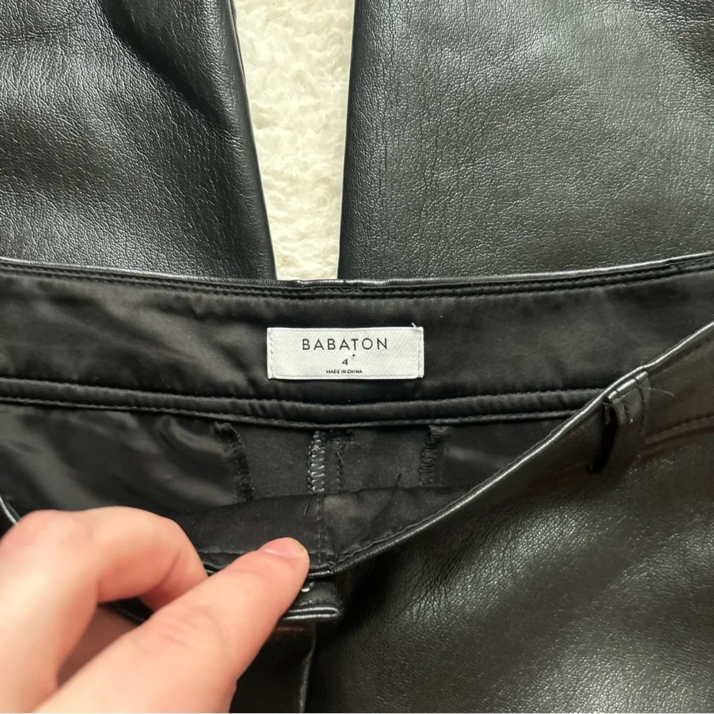Aritzia Babaton Black Faux Leather Straight Pants - Picture 2 of 5